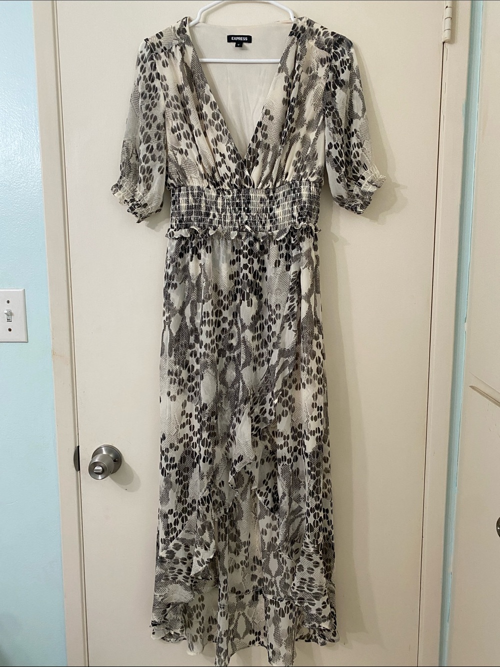 Express Black & Cream Snakeskin Print Maxi Dress
